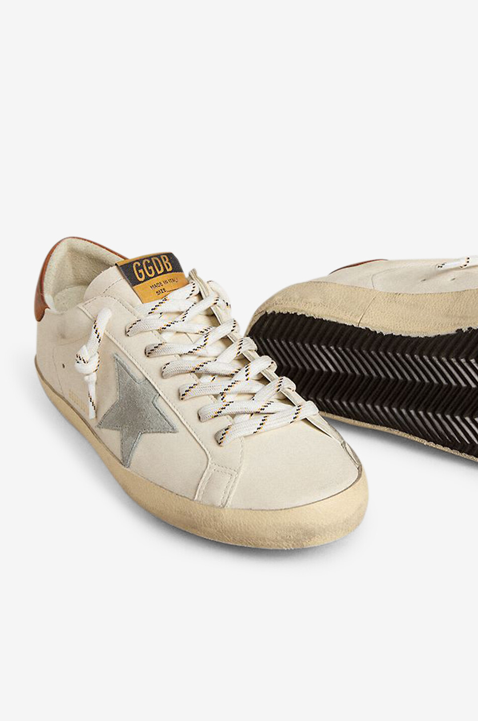 GOLDEN GOOSE Baskets basses en cuir à étoile daim Super-Star Classic Homme BLANC CASSE 3