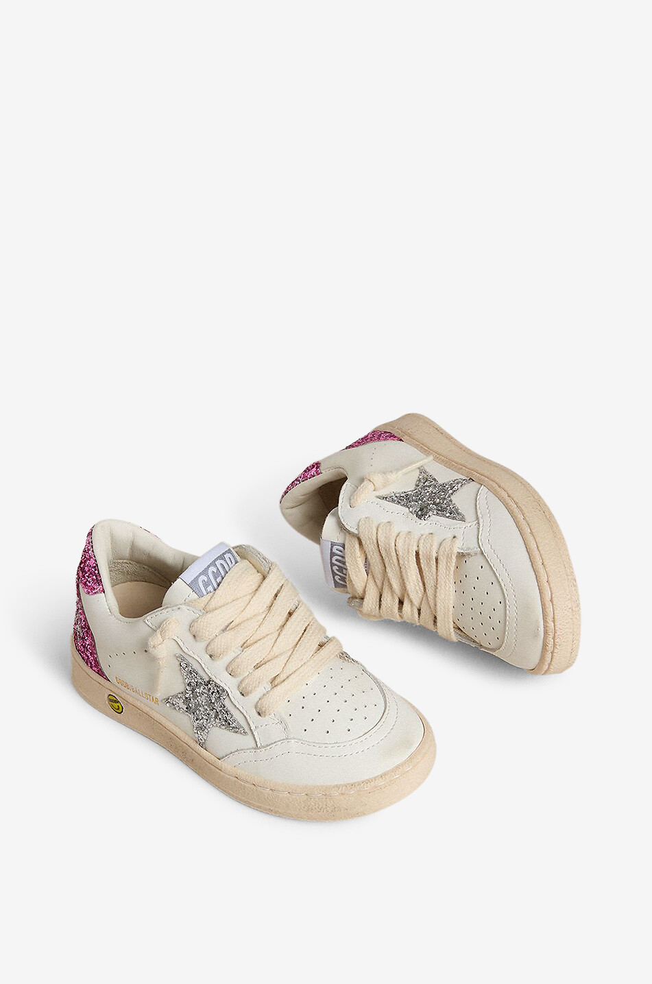 Mädchen-Sneakers aus Leder mit Glitterstern Ball Star New