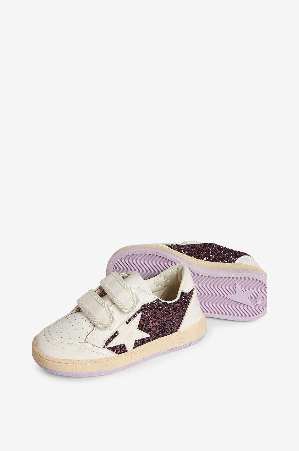 GOLDEN GOOSE Ball Star Strap girls' glitter and leather sneakers Girl PURPLE 2