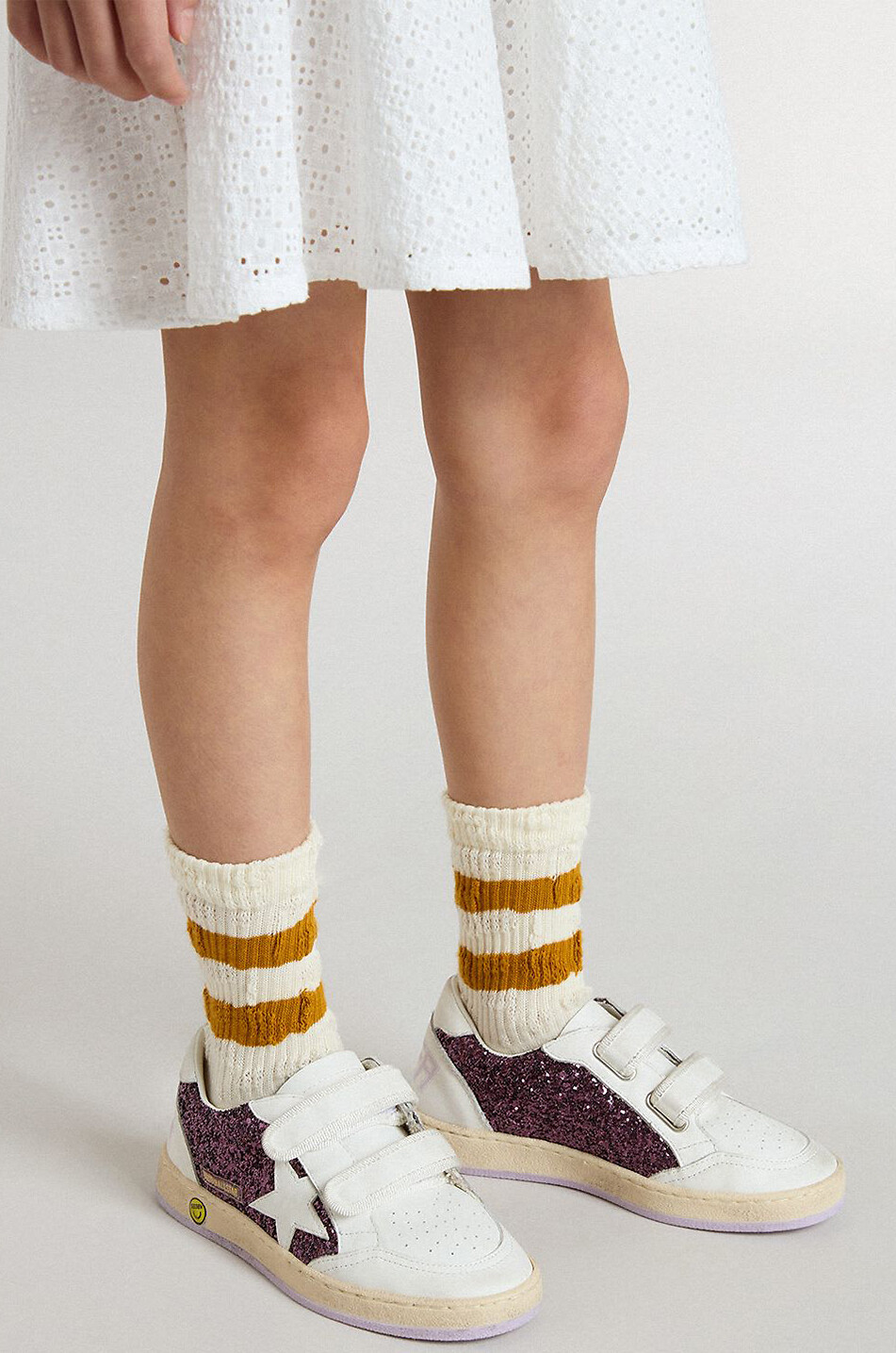 GOLDEN GOOSE Ball Star Strap girls' glitter and leather sneakers Girl PURPLE 3