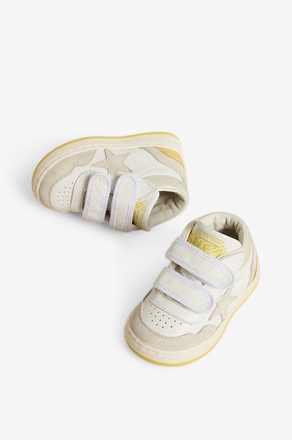 GOLDEN GOOSE June nappa and suede children's low-top trainers Unisex GREY 2