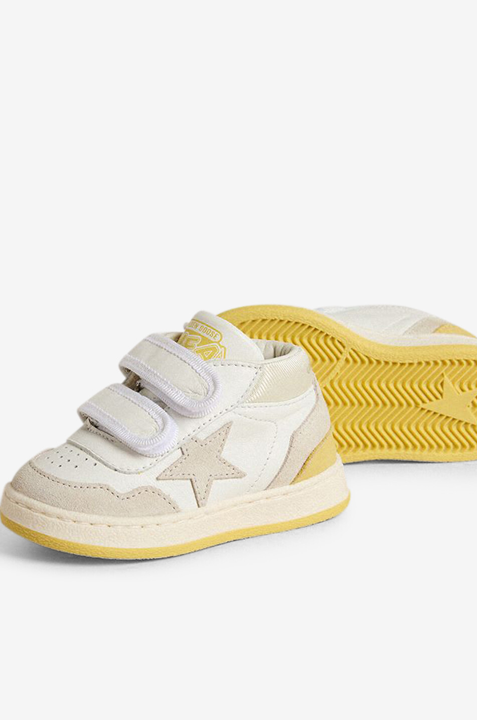 GOLDEN GOOSE June nappa and suede children's low-top trainers Unisex GREY 4