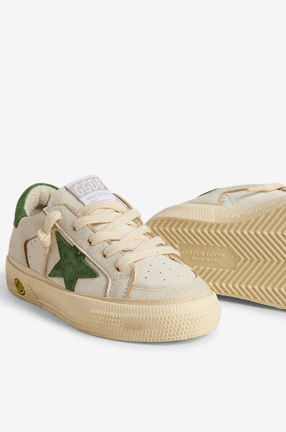 GOLDEN GOOSE May Double Quarter boys' nappa leather sneakers with suede star Boy BEIGE 4