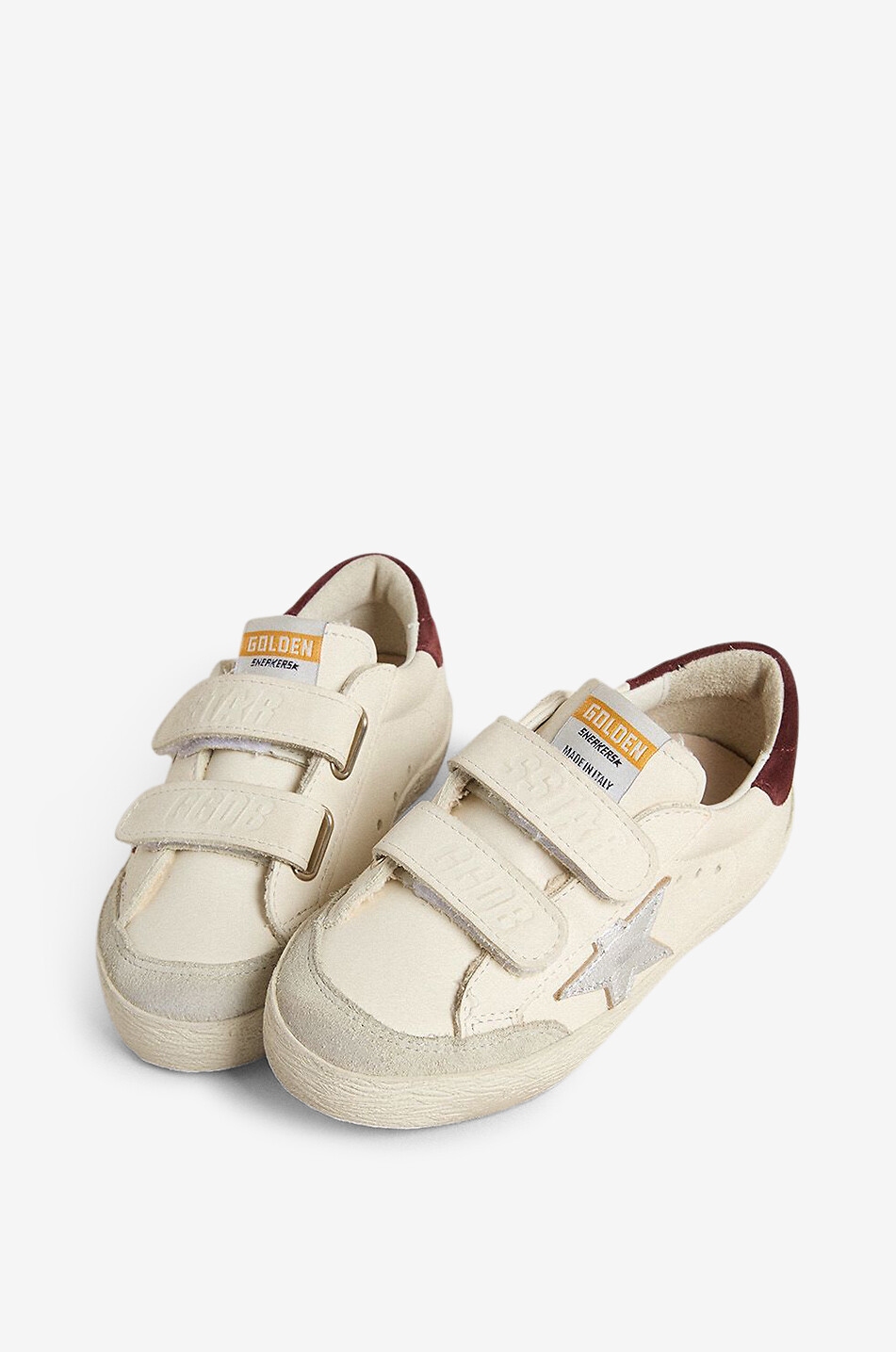 GOLDEN GOOSE Baskets en cuir à scratchs enfant Old School Unisexe BLANC 2