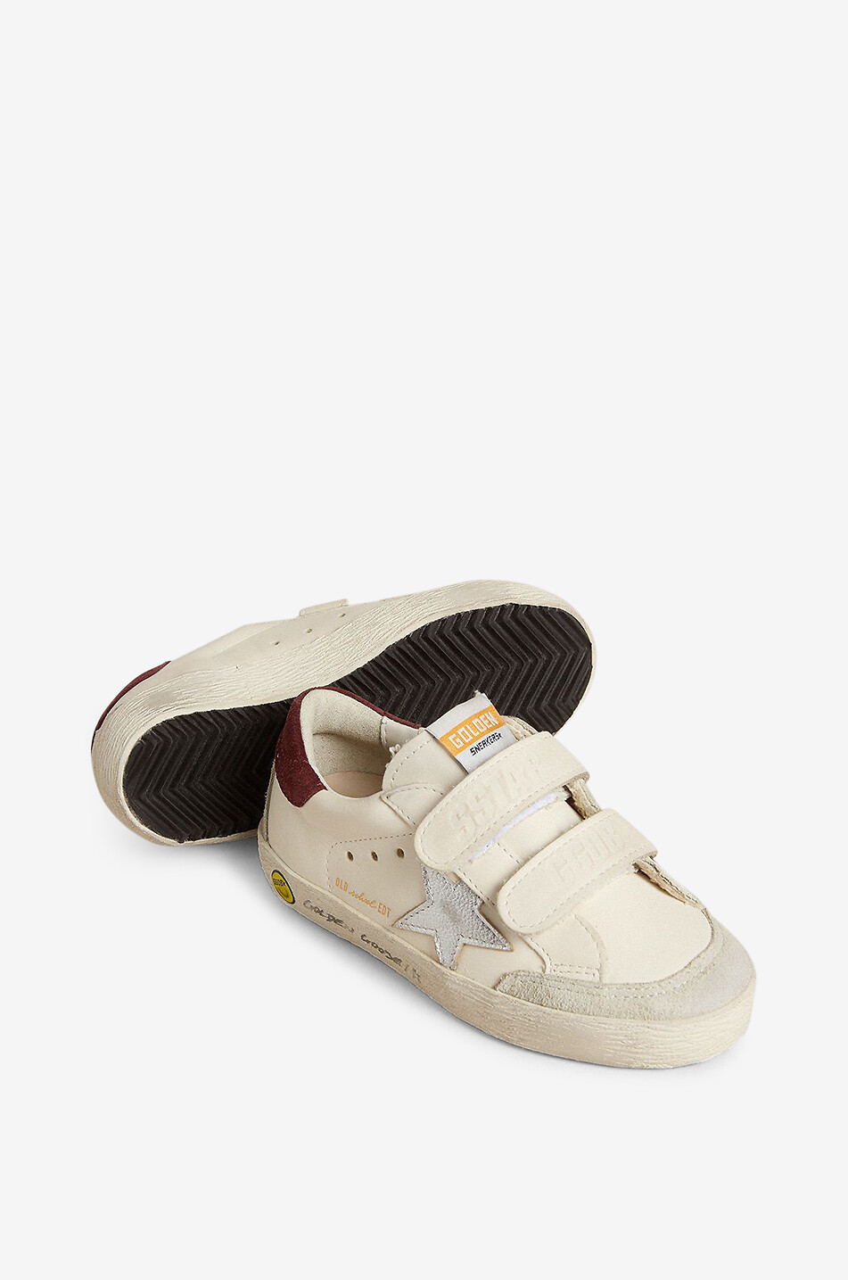 GOLDEN GOOSE Baskets en cuir à scratchs enfant Old School Unisexe BLANC 4