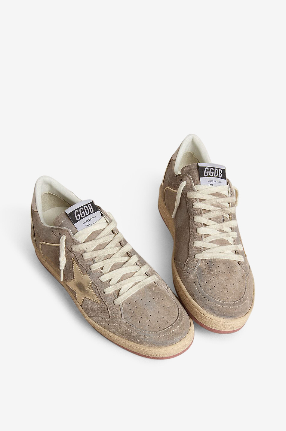 GOLDEN GOOSE Ball Star Double Quarter low-top suede sneakers with silver star Women BROWN 2