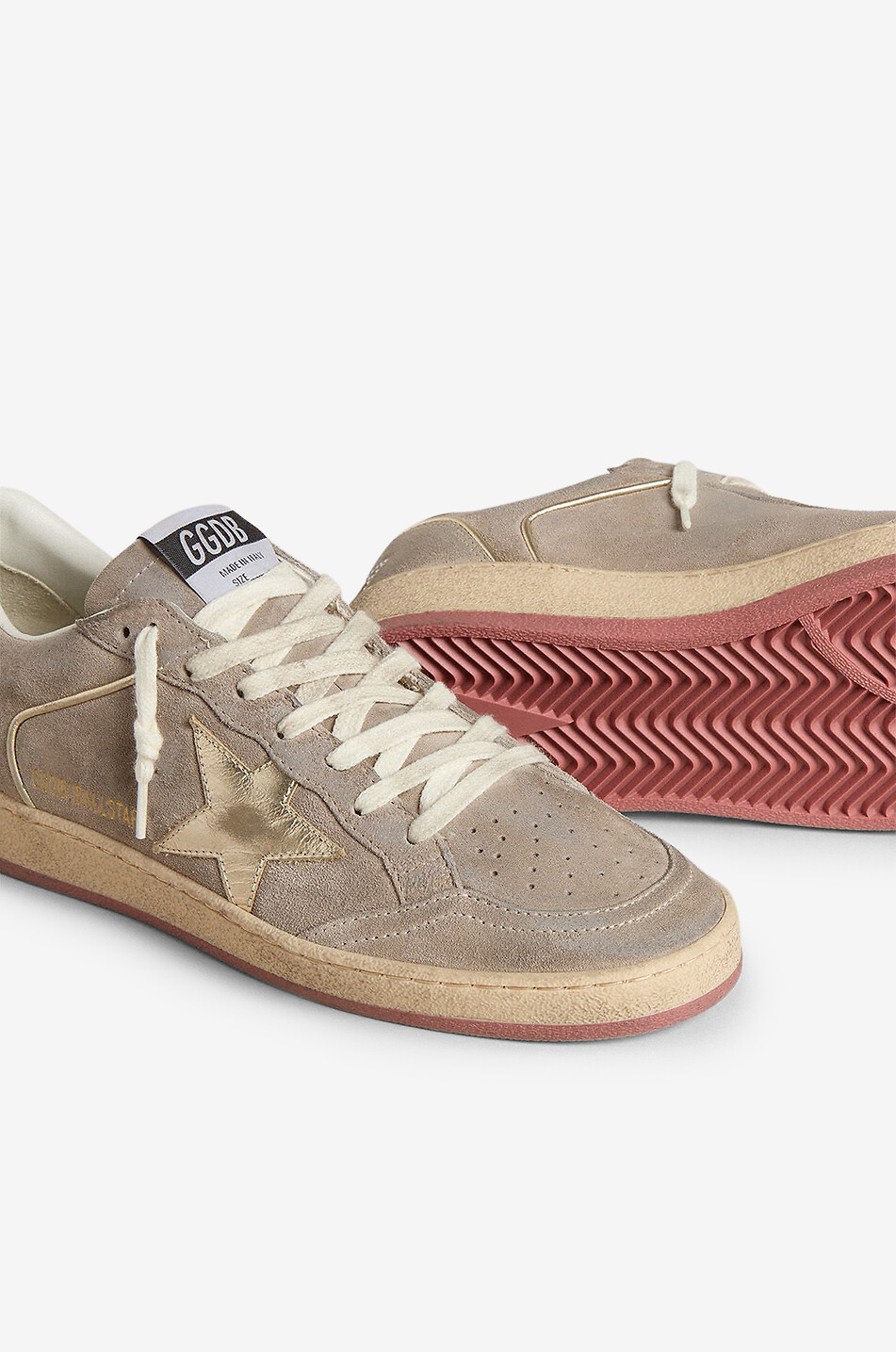 GOLDEN GOOSE Ball Star Double Quarter low-top suede sneakers with silver star Women BROWN 4