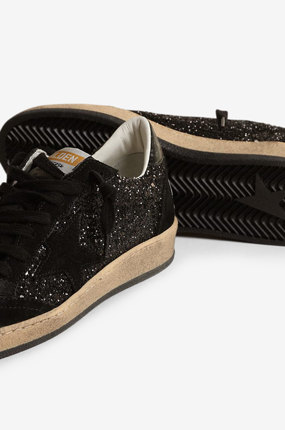 GOLDEN GOOSE Ball Star glitter-adorned suede low-top sneakers Women BLACK 4