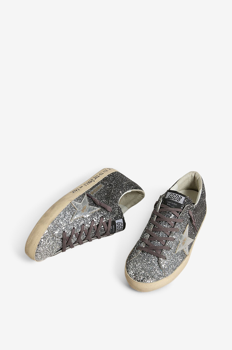 GOLDEN GOOSE Glitter-bedeckte niedrige Sneakers Super-Star Classic Damen SCHWARZ 2