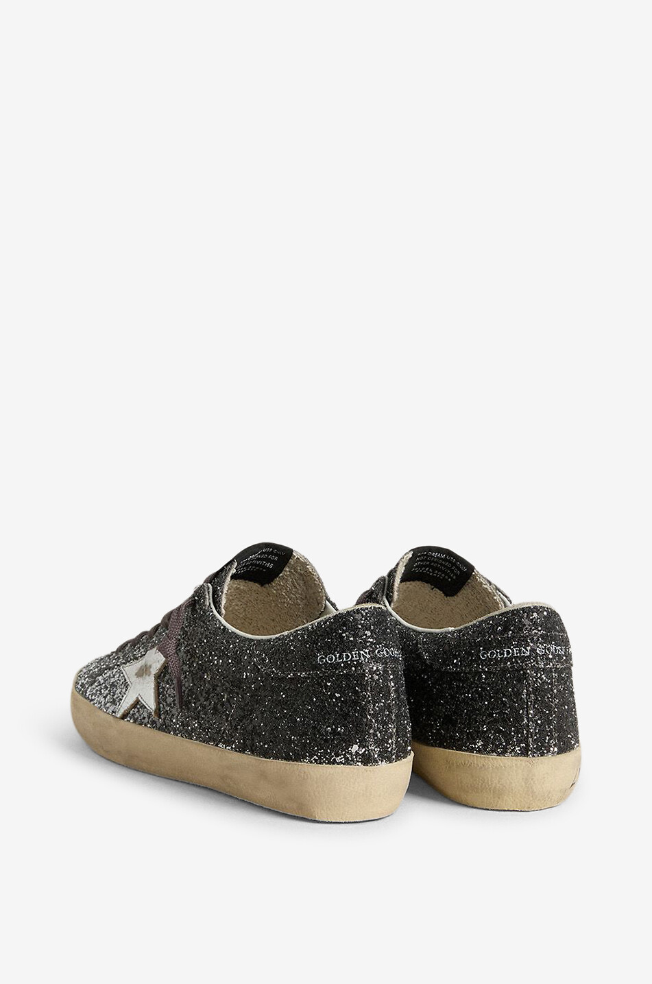 GOLDEN GOOSE Glitter-bedeckte niedrige Sneakers Super-Star Classic Damen SCHWARZ 3