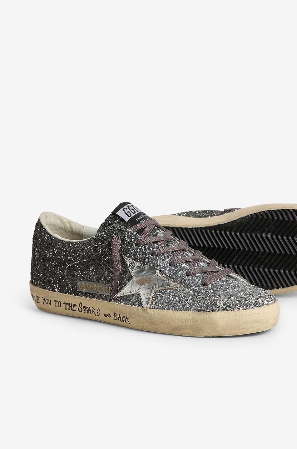 GOLDEN GOOSE Glitter-bedeckte niedrige Sneakers Super-Star Classic Damen SCHWARZ 4