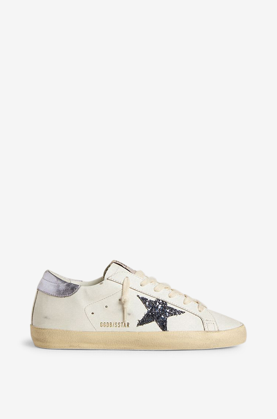 GOLDEN GOOSE Baskets basses en cuir lisse étoile paillettes Super-Star Classic Femme BLANC 1