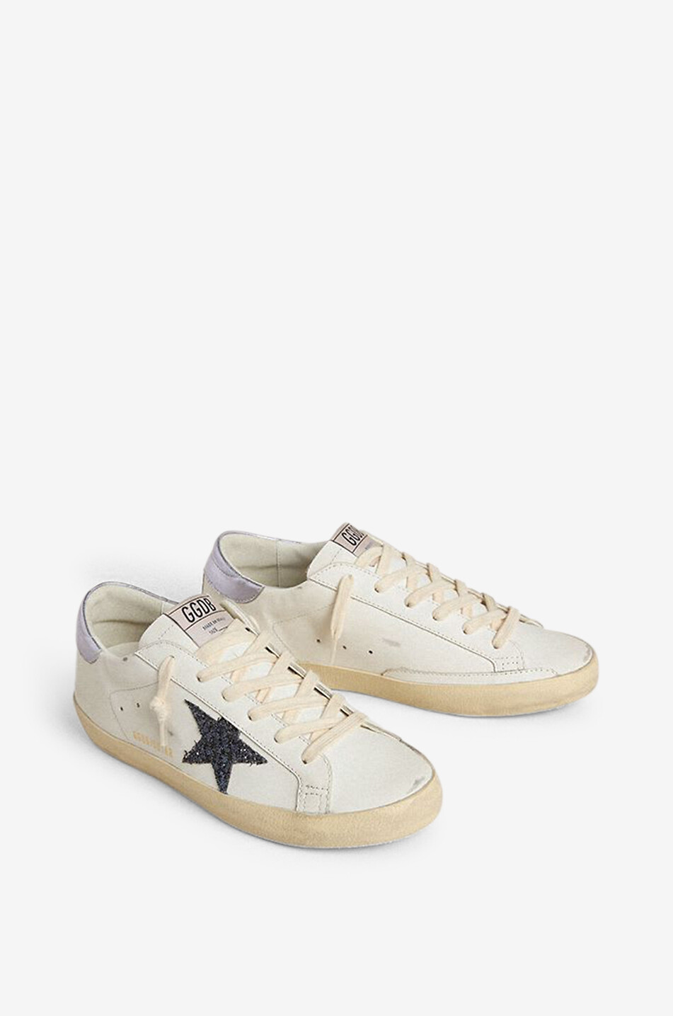 GOLDEN GOOSE Baskets basses en cuir lisse étoile paillettes Super-Star Classic Femme BLANC 2
