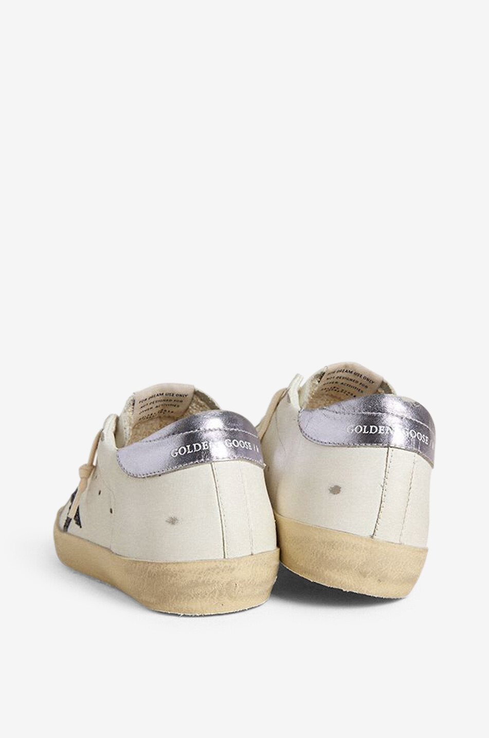 GOLDEN GOOSE Baskets basses en cuir lisse étoile paillettes Super-Star Classic Femme BLANC 3