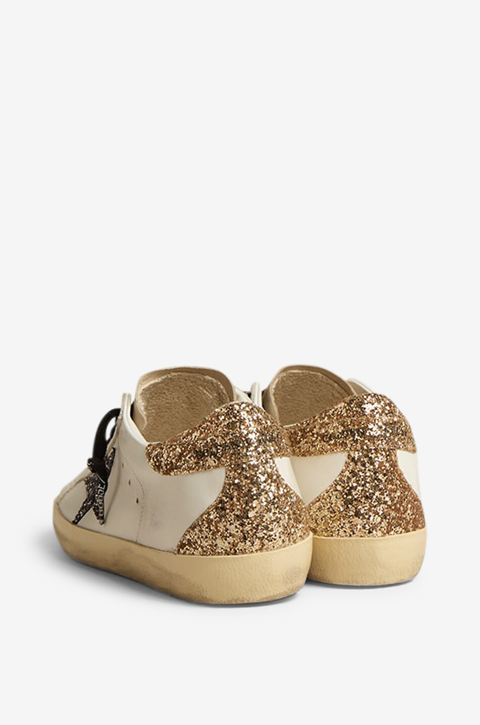 GOLDEN GOOSE Niedrige Ledersneakers mit Glitter-Stern Super-Star Classic Damen WEISS 3
