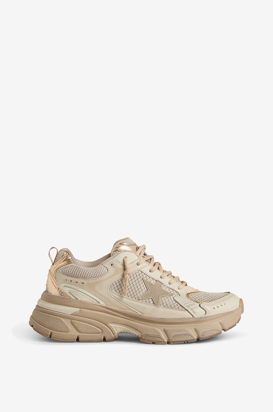 GOLDEN GOOSE Niedrige Mesh- und Ledersneakers Lightstar Damen BRAUN 1