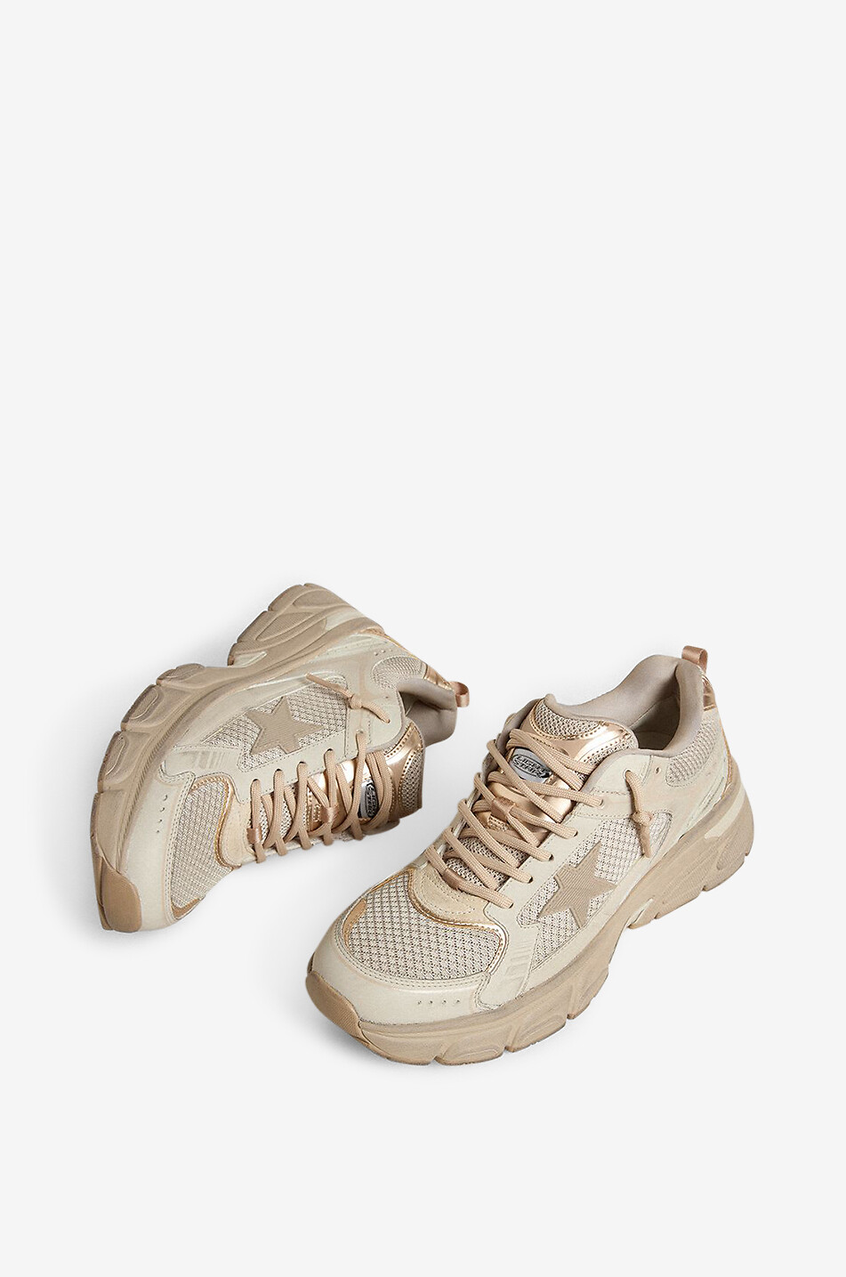 GOLDEN GOOSE Niedrige Mesh- und Ledersneakers Lightstar Damen BRAUN 2