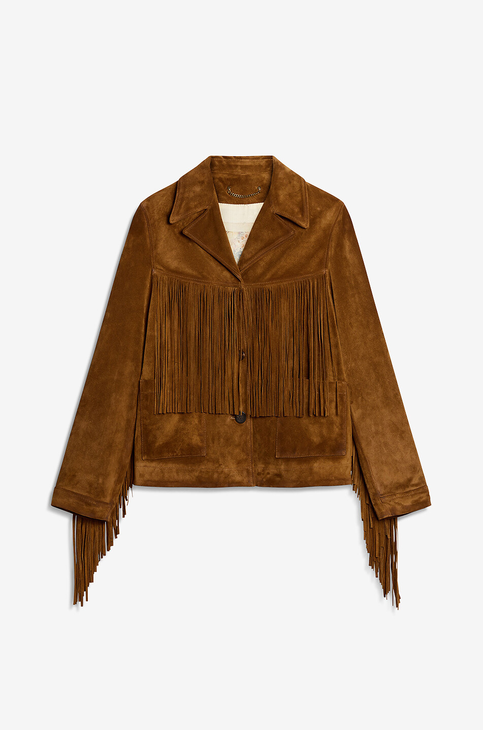 GOLDEN GOOSE Gefranste Boxy-Jacke aus Wildleder Olinda Damen BRAUN 1