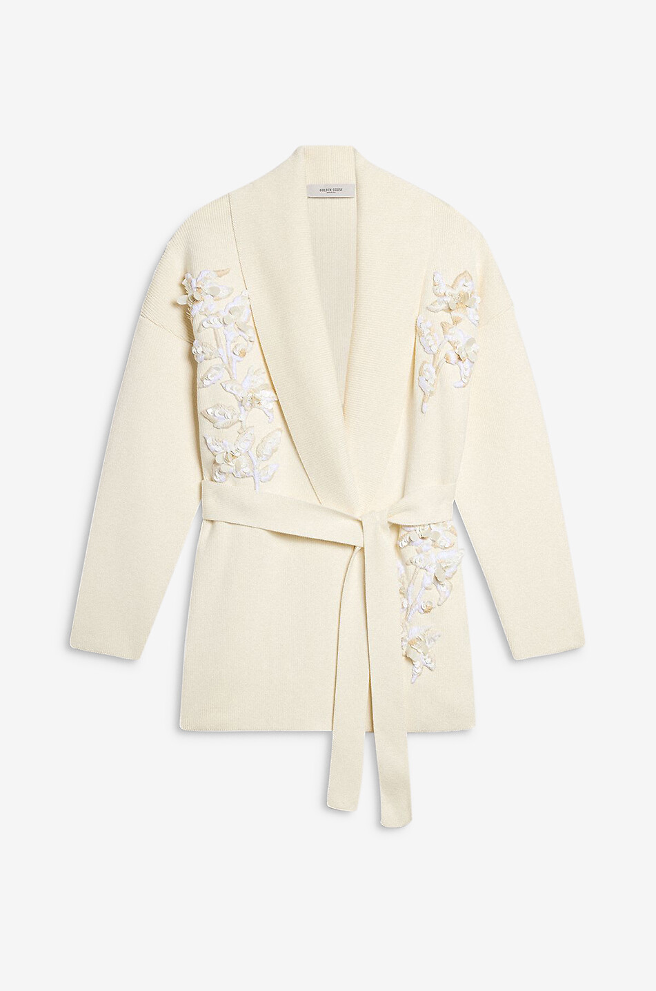 GOLDEN GOOSE Gilet ample en coton à applications florales Journey Femme BLANC 1