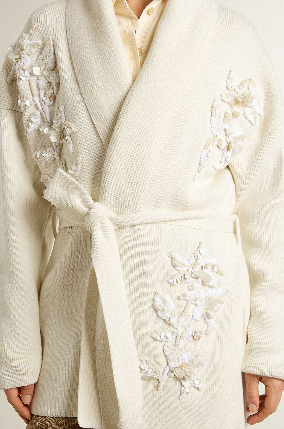 GOLDEN GOOSE Gilet ample en coton à applications florales Journey Femme BLANC 3