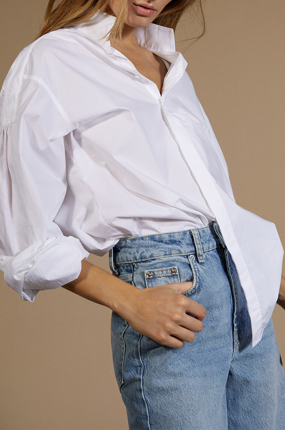 BOURRIENNE PARIS X Chemise en popeline à col mao manches bouffantes Poetesse Femme BLANC 5