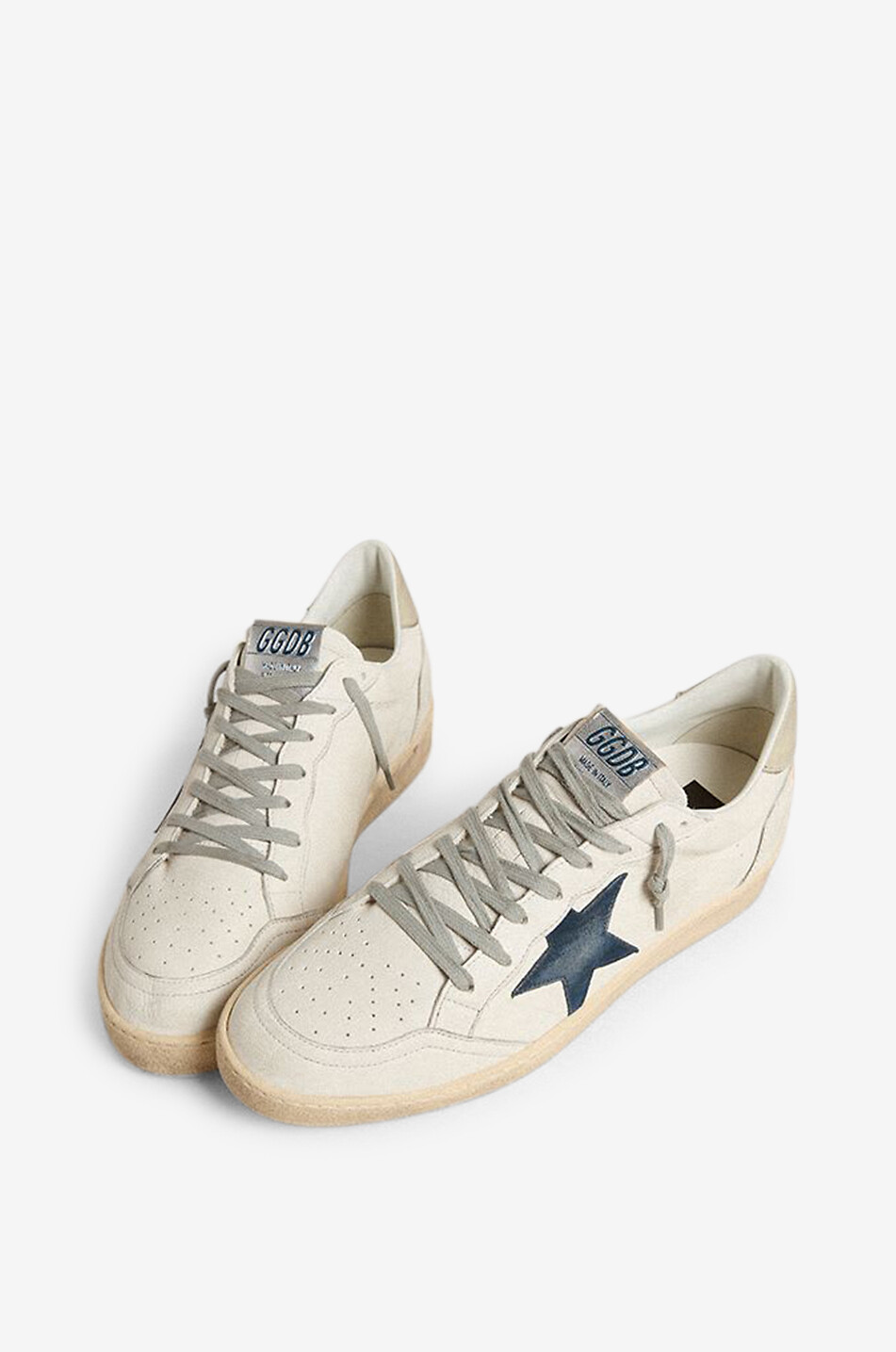 GOLDEN GOOSE Ball Star grained nappa leather and suede sneakers Men EGGSHELL 2