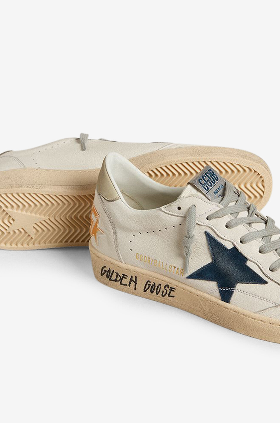 GOLDEN GOOSE Ball Star grained nappa leather and suede sneakers Men EGGSHELL 3