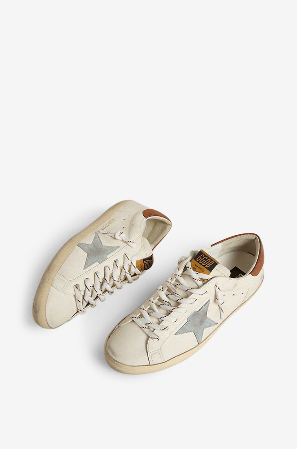 GOLDEN GOOSE Baskets basses en cuir à étoile daim Super-Star Classic Homme BLANC CASSE 2