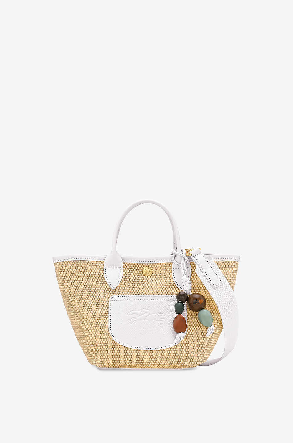 LONGCHAMP Le Pliage Collection XS charm-adorned raffia effect basket Women WHITE 1
