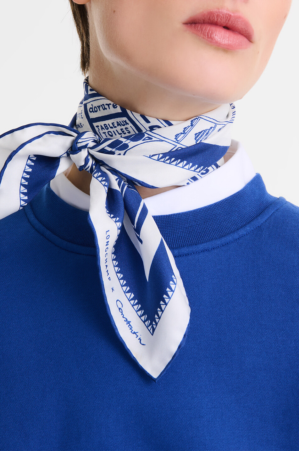 LONGCHAMP Foulard carré en sergé de soie Les Artisans de Paris Femme BLEU 2