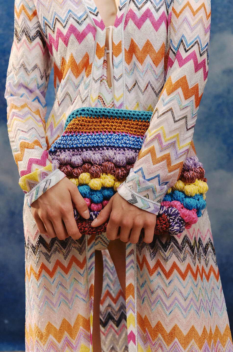 MISSONI Langer Strand-Cardigan im Zickzackstrick Damen BUNT 4
