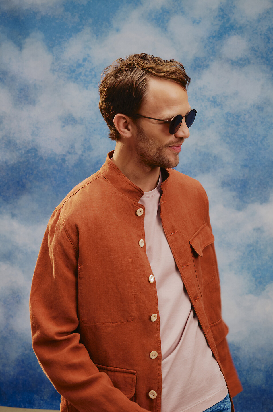 SUNSPEL Kurzarm-Rundhals-T-Shirt Classic Herren HELLROSA 6