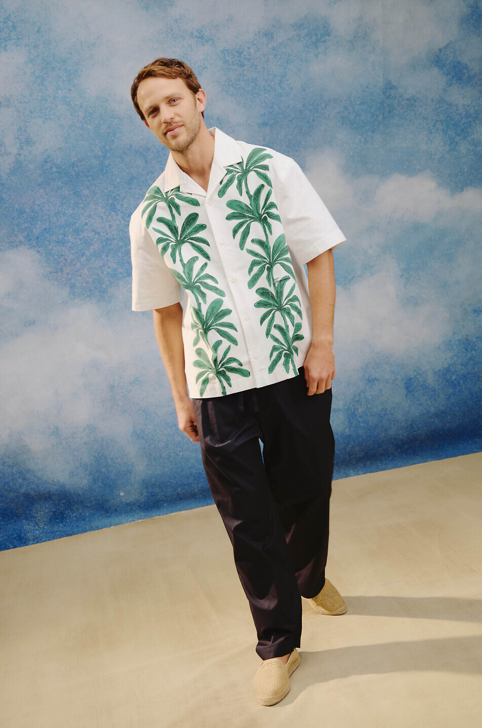 JACQUEMUS Palmen-bedrucktes Kurzarm-Hemd La chemise Jean Herren GRÜN 4