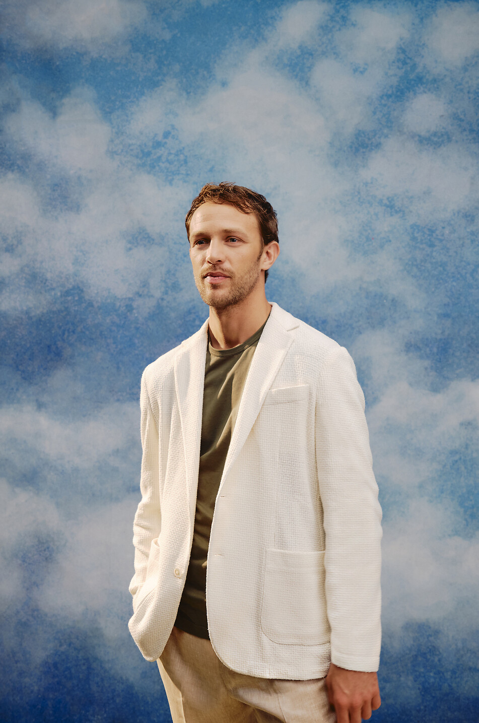 MARCO PESCAROLO Apollo linen and silk knit blazer Men EGGSHELL 3