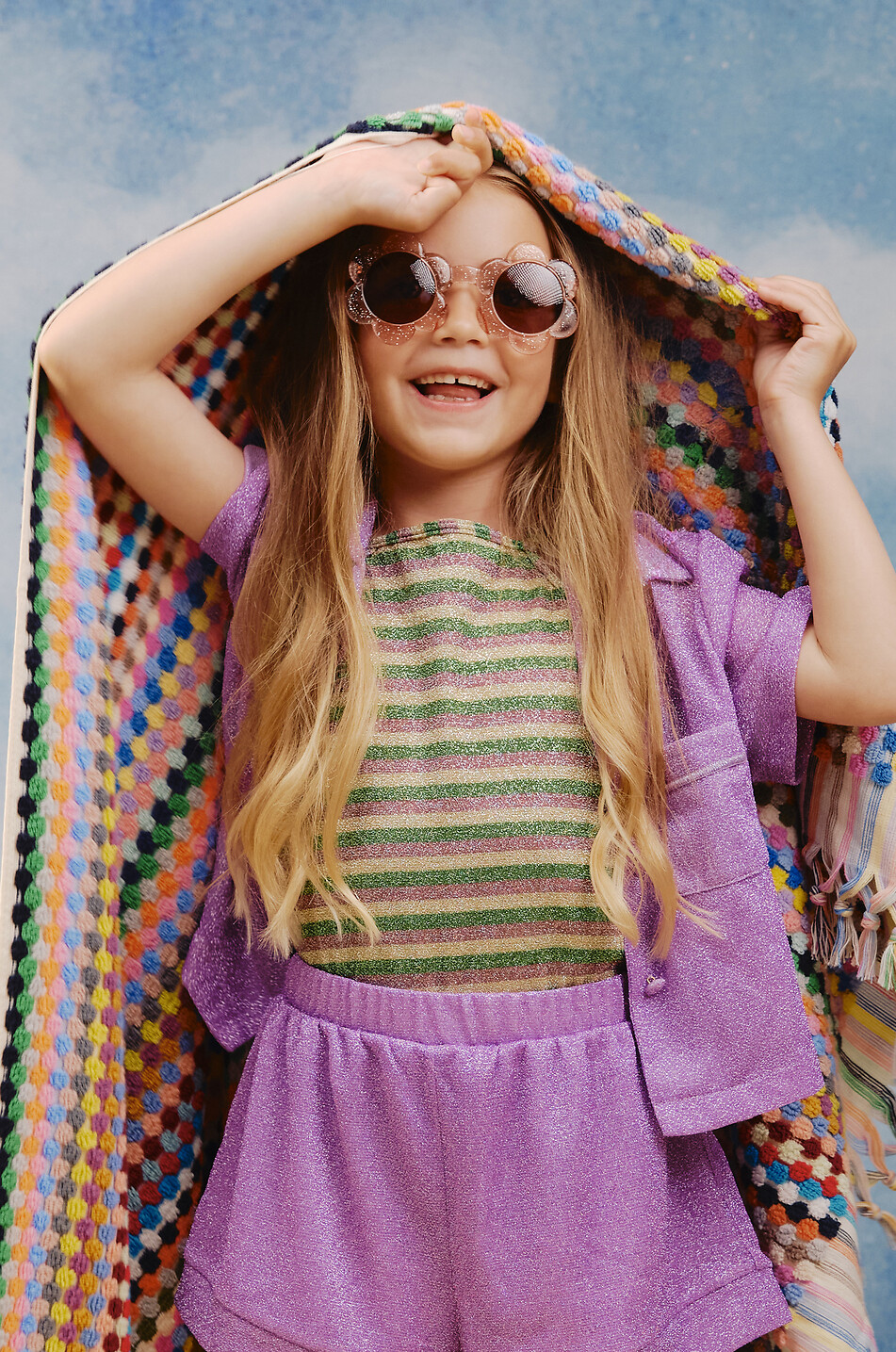 KONGES SLØJD Lunettes de soleil à paillettes enfant Junior Flower Fille ROSE 4