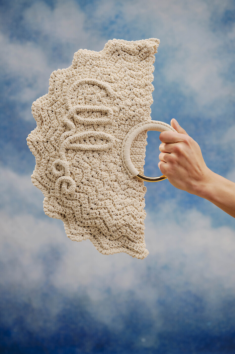 CHLOE Bracelet Paravent Small crochet tote bag Women WHITE 4