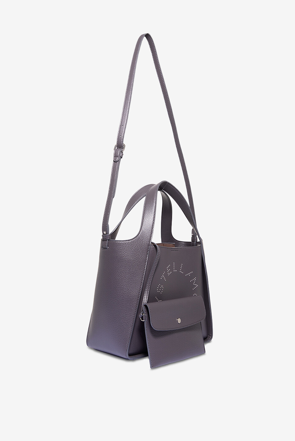 STELLA McCARTNEY Logo studded tote bag with shoulder strap Women DARK GREY 5