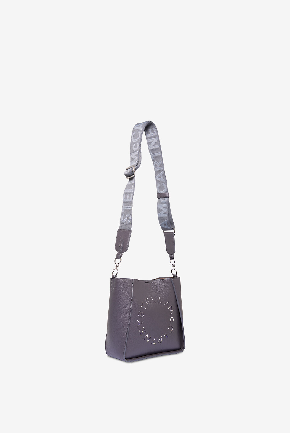STELLA McCARTNEY Logo Small grained faux leather studded cross body bag Women DARK GREY 2