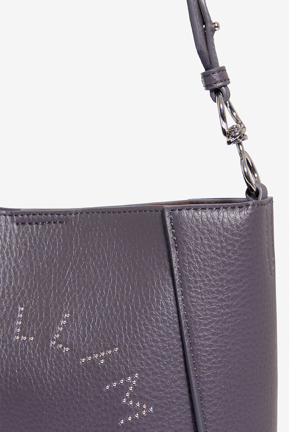 STELLA McCARTNEY Logo Small grained faux leather studded cross body bag Women DARK GREY 5