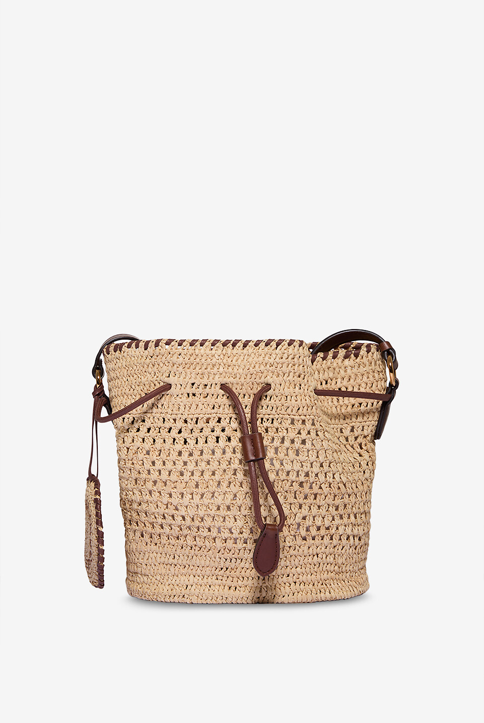 Falabella crochet raffia bucket bag