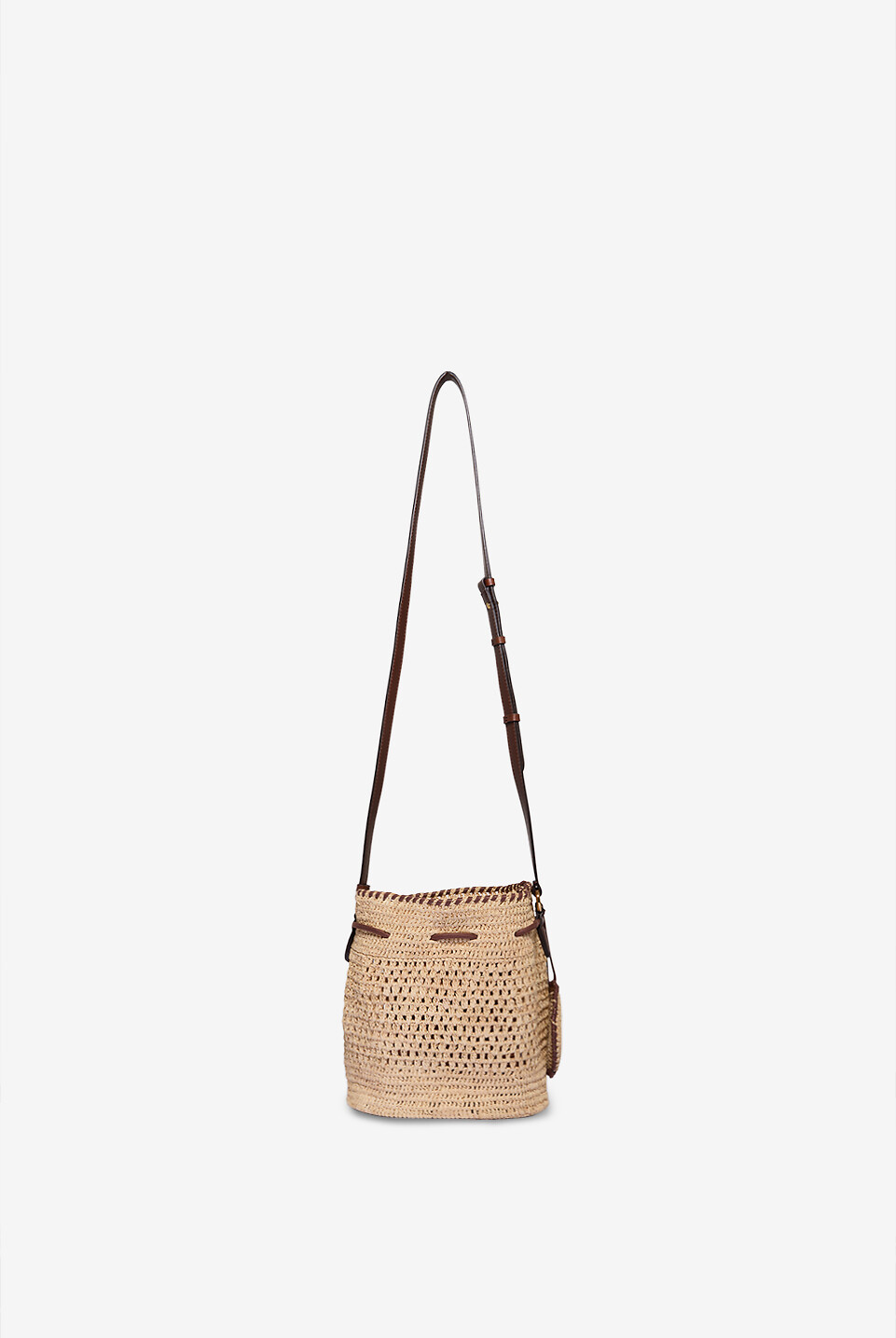 STELLA McCARTNEY Falabella crochet raffia bucket bag Women BEIGE 3