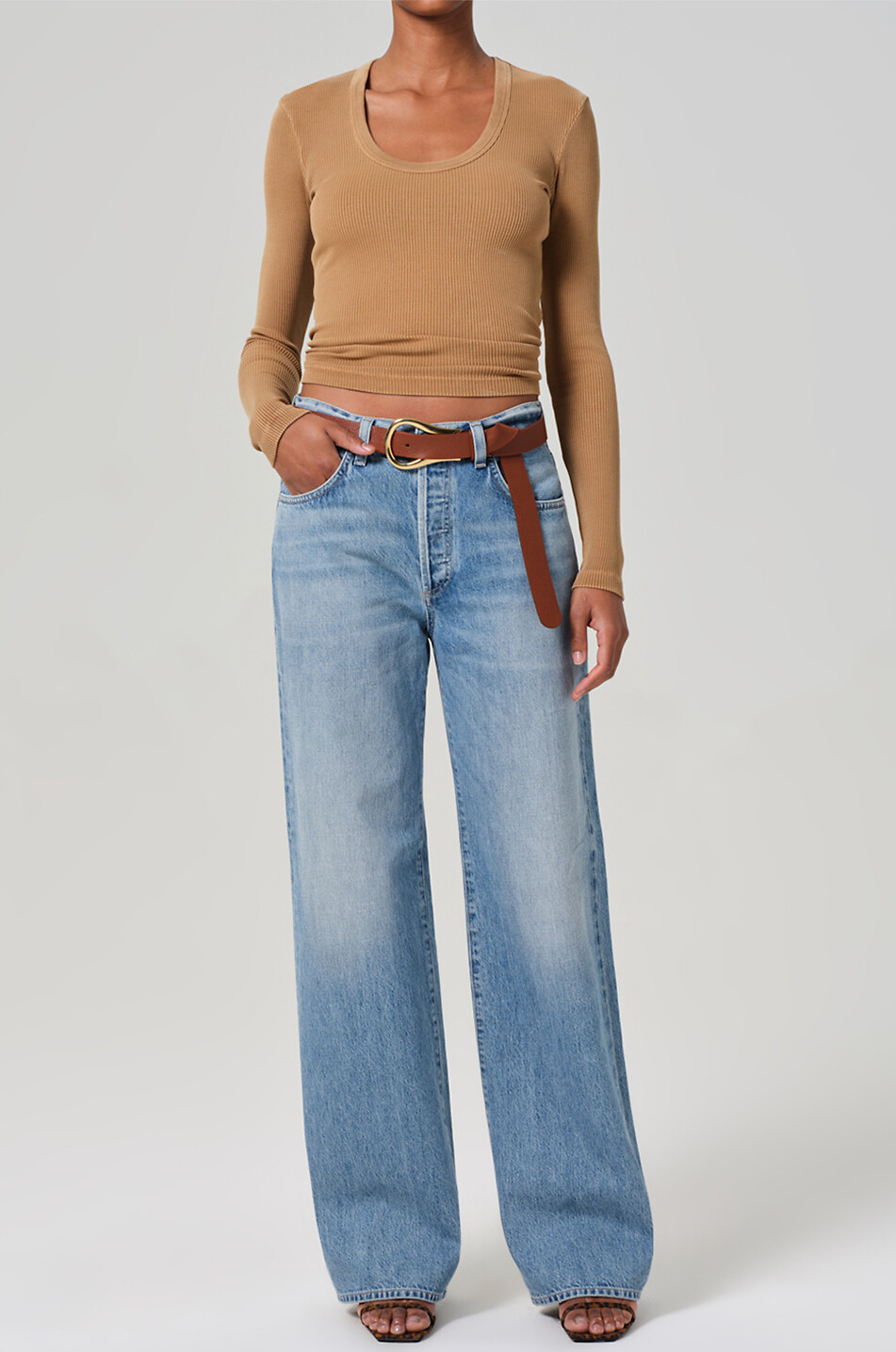 CITIZENS OF HUMANITY Annina regenerative cotton high-rise wide-leg jeans Women LIGHT BLUE 2