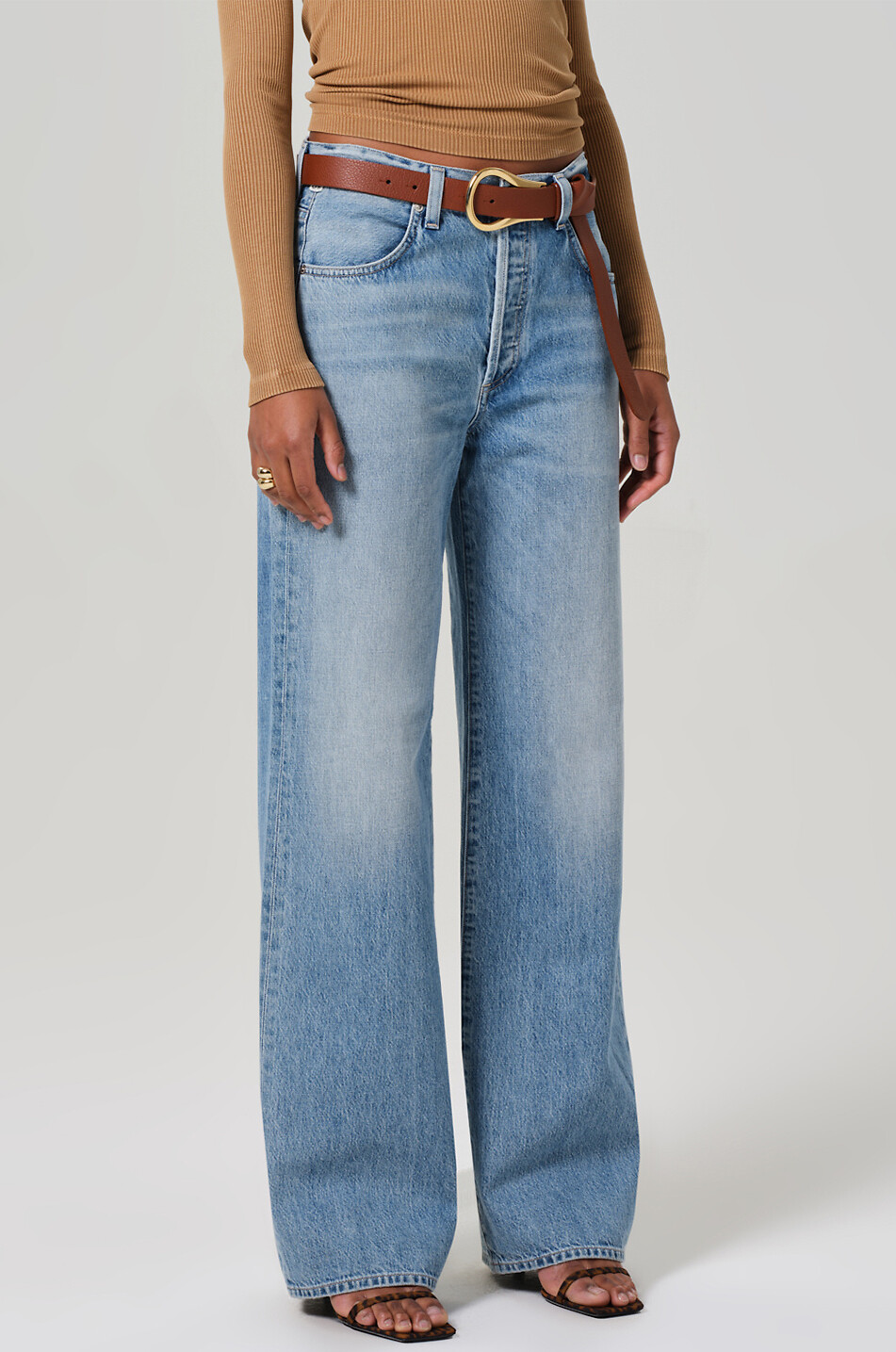 CITIZENS OF HUMANITY Annina regenerative cotton high-rise wide-leg jeans Women LIGHT BLUE 4