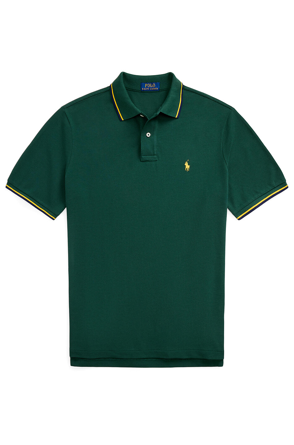 Kurzarm-Polohemd mit Kontrast-Streifen Custom Slim Pony