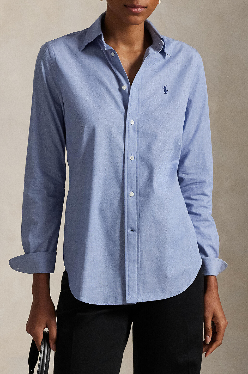 POLO RALPH LAUREN Pony cinched poplin stretch shirt Women LIGHT BLUE 2