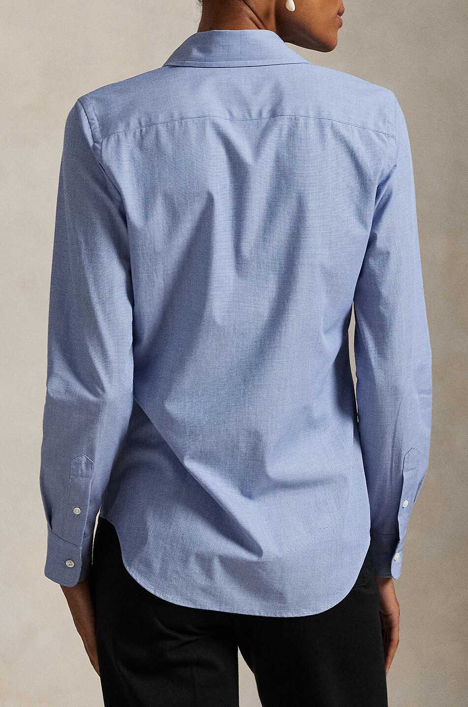 POLO RALPH LAUREN Pony cinched poplin stretch shirt Women LIGHT BLUE 4