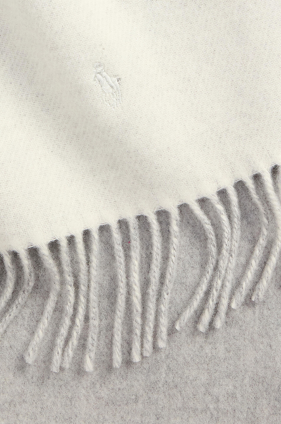 POLO RALPH LAUREN Écharpe double-face en laine à franges Pony Femme GRIS CLAIR 3