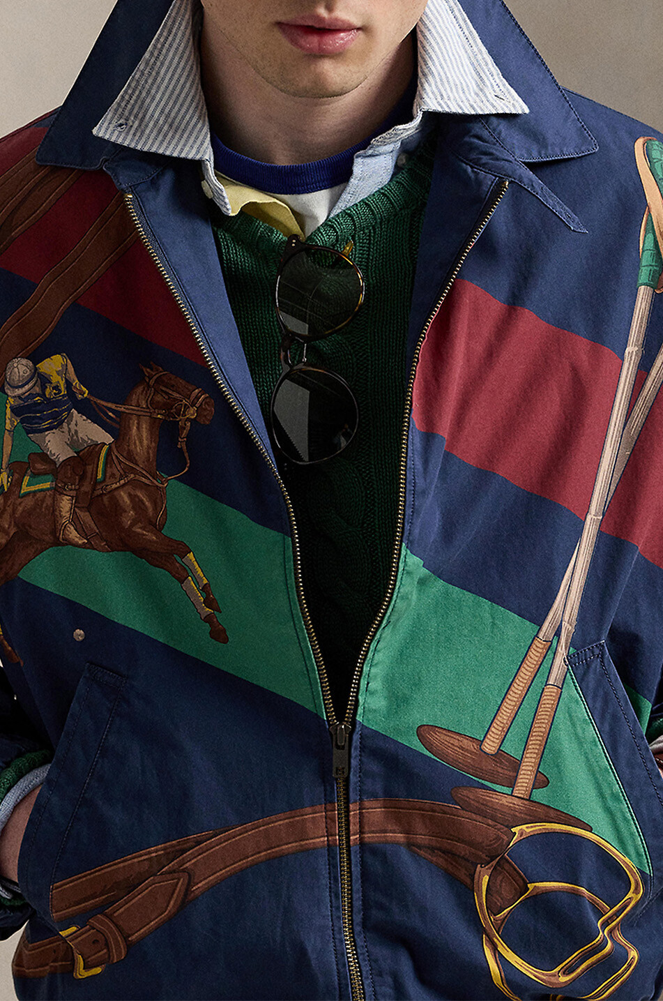 POLO RALPH LAUREN The Big Baysport equestrian print lightweight jacket Men DARK BLUE 5