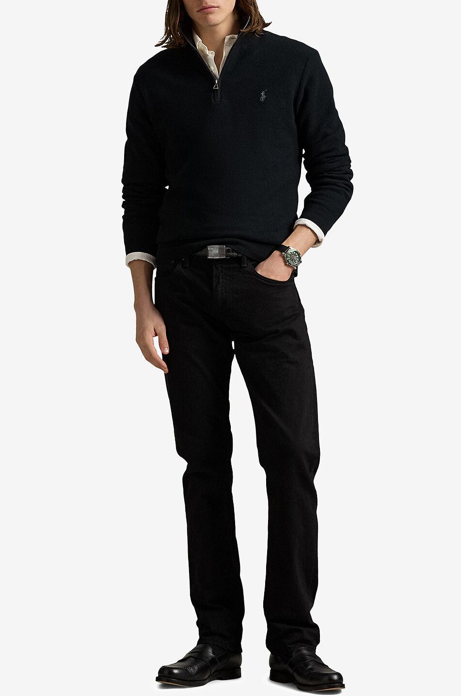 POLO RALPH LAUREN Pull en maille piquée à col montant zippé Pony Homme NOIR 6