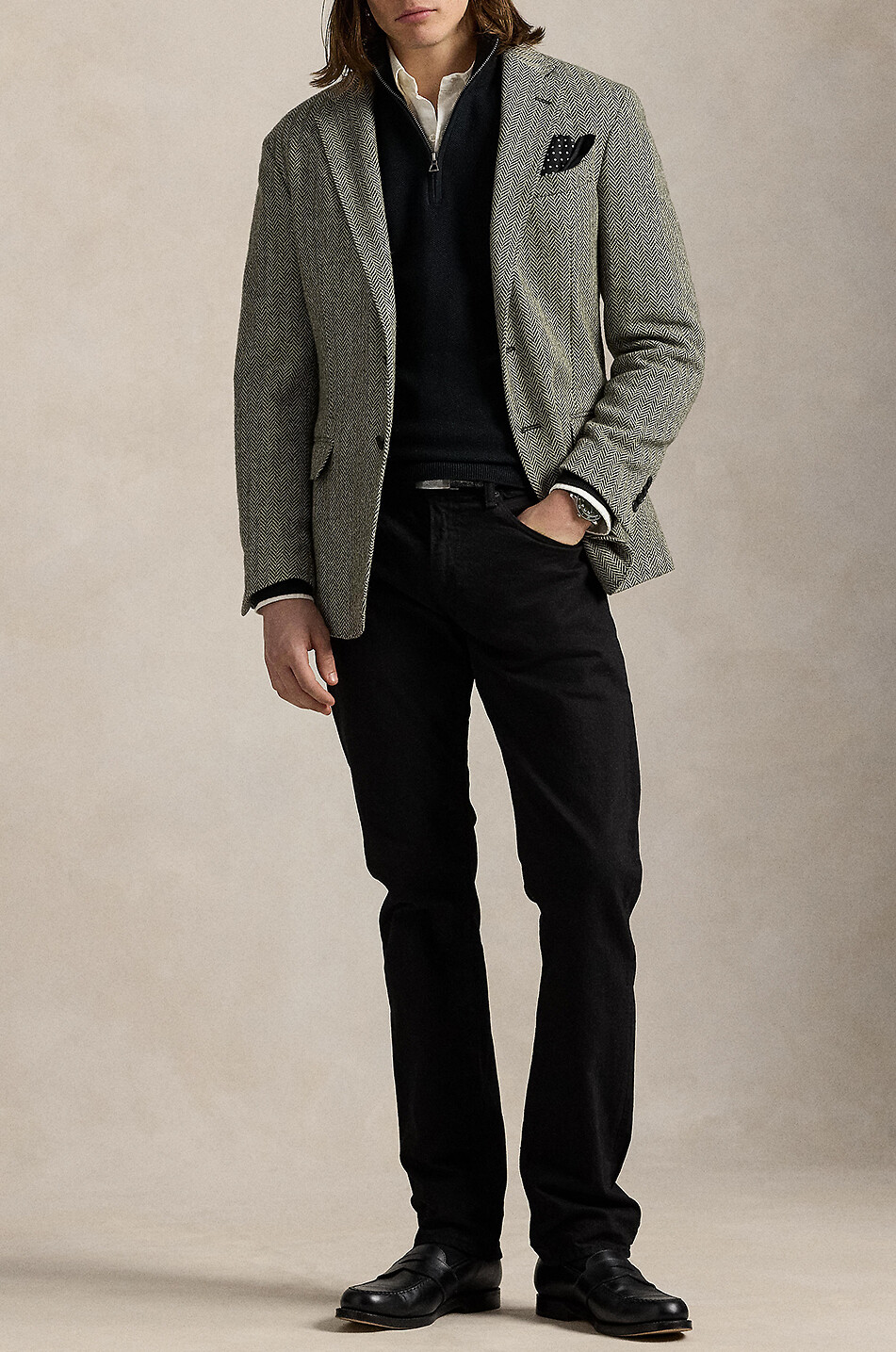 POLO RALPH LAUREN Pull en maille piquée à col montant zippé Pony Homme NOIR 2